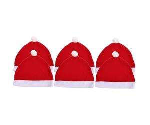 Mobestech 6piezas Cubiertas De Cabecera De Asiento De Auto Diseño De Sombrero De Papá Noel Para Decoración Navideña Del Vehículo Accesorios De Interior Festivos