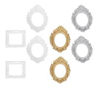 Mobestech 8 Marcos de Fotos de Resina para Manualidades DIY Surtido Grande Marco Ovalado Plateado y Dorado Accesorios para Decoración de Fundas de Teléfono para Casa de Muñecas