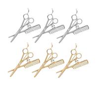Mobestech 8 piezas Broches de Peluquería Aleación Insignias Creativas con Diseño de Tijeras y Peines para Uniforme de Barbero y Accesorios de Moda