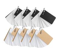 Mobestech 8 piezas Tarjetas Blancas para Estudiar con Anilla de Notas de Memoria para Estudiantes Material Escolar Portátil para Escribir Rutinas y Vocabulario