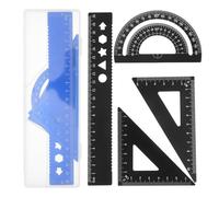 Mobestech 8piezas Reglas Geométricas Regla Triangular Recta Transportador Caja De Almacenamiento Herramientas De Medición para Dibujo y Matemáticas El Aula Material Escolar Oficina De Metal