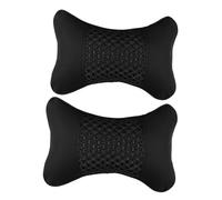 Mobestech Almohada para Reposacabezas y Apoyo Cervical Coche Negro 1901 Cuero Resistente Cremallera Cinturón Elástico Uso Todo el Año Juego de 2 Piezas