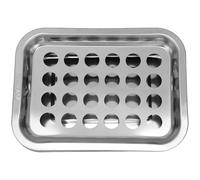 Mobestech Bandeja para Copa de Comunión, Bandeja de Sacramentos de Acero Inoxidable, Rectangular, 24 Orificios, Plata, para Copas de Sacramento y Cultos de Comunión Iglesia