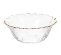 Mobestech Bol de Vidrio para Servir Ensaladas Grande con Borde Dorado Cuenco Multifuncional para Frutas y Postres Tazón Decorativo para Uso Doméstico Fácil de Limpiar y Apilable