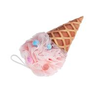 Mobestech Bola de Baño Esponja de Baño Dibujos Animados Esponja de Ducha para Limpiador Corporal Piel Linda Divertida Helado Tarrina