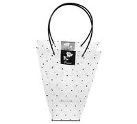 Mobestech Bolsa De Embalaje Floral Transparente Con Para De Flores Para Bodas y San Valentín Material Pvc Diseño De Puntos Negros Grande