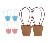 Mobestech Bolsas de Obsequio de Papel Kraft Impermeables Asas 6 Piezas Pequeñas 12X8X125 CM en Colores Natural Rosa y Azul Claro para Dulces Fiestas y San Valentín