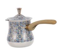 Mobestech Cafetera Turca Cezve de Acero Inoxidable 720 Ml con Mango de Madera Calentador de Leche para Estufa de Gas E Inducción Cafetera Árabe para Café Tradicional y Cocina Diaria