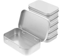 Mobestech Cajas de Hojalata Rectangulares con Bisagra, Caja de Almacenamiento Metálica Pequeña, Set de 6 Unidades Plata para Dulces, Joyas y Embalaje en Fiestas