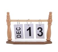 Mobestech Calendario Perpetuo de Sobremesa de Madera Natural Plegable y Reutilizable Calendario de Escritorio de Pie para Oficina y Hogar Accesorio Decorativo Rústico Visualización