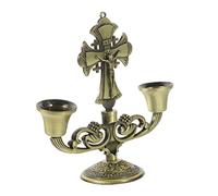 Mobestech Candelero De La Iglesia Cristiana Centro De Mesa con Velas Redondo Decorativo Decoración Religioso Montado Portavelas Cónico Titulares Candelabro Dark Brown Aleación De Zinc