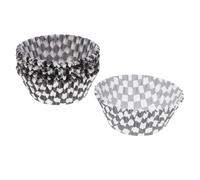 Mobestech Capacillos para Cupcakes Grandes de Papel Negro a Cuadros, 100 Piezas, Moldes Resistentes al Aceite para Hornear Muffins y Tartas, Suministros para Repostería en Fiestas y Cocina