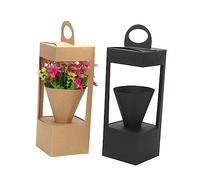Mobestech Cesta De Papel Para Flores Secas De Papel Kraft Canasta Plegable Ideal Para San Valentín Cumpleaños Aniversarios