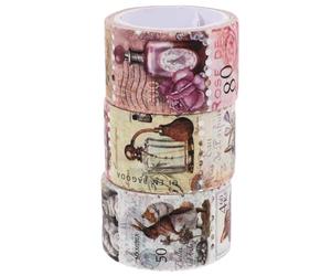 Mobestech Cintas Washi para Scrapbooking Vintage 25mm X 5m 3 Rollos Adhesivas Retro DIY para Amantes de Sellos Manualidades Diario Decoración Navidad Estilo Aleatorio