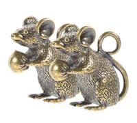 Mobestech Colgante de Latón en Forma de Ratón del Zodíaco Chino 2 Unidades Adorno Artesanal para Joyería DIY Decoración de Escritorio y Amuleto de Cobre Significado de Longevidad y