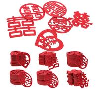 Mobestech Confeti Chino de Tela No Tejida Carácter Xi para Bodas Decoración de Mesa Mini Doble Felicidad 5 CM 120 Piezas para Fiestas y Manualidades de Boda