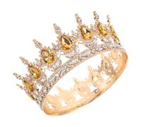 Mobestech Corona de Novia Barroca con Cristales y Pedrería Gota y Redonda Diadema Elegante para Boda Fiesta y Cumpleaños de Princesa Accesorio Vintage para Cabello de Novia y Cosplay