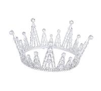 Mobestech Corona Decorativa Grande Estilo Reina Europea con Cristales para Boda y Cumpleaños Accesorio de Cabello Nupcial Blanco Elegante para Fiesta y Disfraz