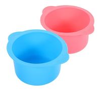 Mobestech Cuenco de Silicona para Cera Depilatoria 400 Ml Resistente a Altas Temperaturas Fácil Desmoldeo Set 2 Piezas Rosa y Azul Recipiente Aplicador Reutilizable para Tratamientos