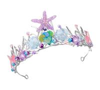 Mobestech Diadema de Princesa Diseño de Concha Marina para Niñas y Adultos Tocado Aleación de Zinc y Plástico para Fiestas Formales y Cumpleaños