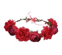 Mobestech Diadema Floral Roja Rosas Artificiales Accesorio Cabello de Novia para Boda y Fiesta Diadema de Flores para Playa y Celebraciones Tocado Nupcial Elegante