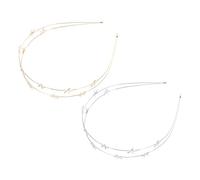 Mobestech Diadema para Mujer 2 Piezas Metal Doble Estrella Dorada y Plateada Accesorios para Cabello Novia Fiesta Graduación