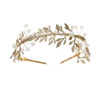 Mobestech Diadema Pelo Hojas Doradas y Perlas, Tocado de Boda Elegante, Unidad Única, Talla Ajustable, Accesorios para Cabello de Novia y Dama de Honor, Adecuado para Bodas y Eventos