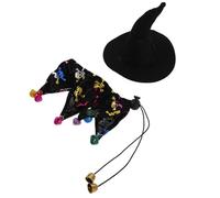 Mobestech Disfraz para Mascotas Pequeño y Sombrero de Bruja para Halloween con Campana Ajustable y Gorro de Mago para Perros y Gatos Fiestas y Cosplay
