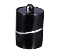 Mobestech Dispensador de Algodón y Palillos de Resina con Tapa Caja Organizadora Portátil Diseño Cilíndrico Negro Efecto Mármol Capacidad para Hogar y Oficina