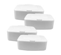 Mobestech Dispensador de Toallitas Húmedas Paquete de 4 Unidades de Plástico Blanco Fácil de Limpiar Mantiene las Toallitas en Buen Estado para Baño y Dormitorio