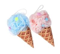 Mobestech Esponja De Ducha Corporal Exfoliante 2 Piezas Azul y Rosa Cuerda, Suave y Espumosa, Masaje Corporal Para Baño Infantil y Limpieza Piel