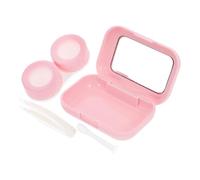 Mobestech Estuche para Lentes de Contacto Doble con Espejo Portátil, Caja Pequeña de Abs Resistente, Color Rosa Mate, Contenedor para Cuidado y Almacenamiento en Viaje y Uso Diario