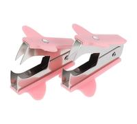 Mobestech Extractor de Grapas de Oficina Rosa Claro, Quitagrapas Portátil Metálico y Plástico, 2 Piezas, Herramienta Ergonómica para Quitar Grapas sin Dañar Papel, Uso Escolar y Profesional