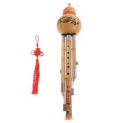 Mobestech Flauta Hulusi de Bambú Natural en Clave C Hecha a Mano, Instrumento Musical Étnico Calabaza Tallada, Lengüeta de Aleación y Diseño Tradicional para Principiantes y Amantes Música