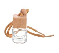 Mobestech Frasco De Vidrio Cuadrado Botella De Perfume Vacía Difusor De Esenciales Decoración De Automóvil Tapa De Madera