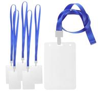 Mobestech Funda Transparente para Credencial de Trabajo 10 Piezas Porta Tarjetas de Pvc Rígido Tamaño Estándar y Correa Azul, Porta Credenciales para Oficina, Estudiantes y Personal