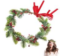 Mobestech Guirnalda Navideña con Hojas Y Frutas Artificiales, Diadema de Cinta, Adorno Creativo para El Cabello para Mujeres Y Niñas, 23 Cm