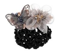 Mobestech Hair Bun Cover para Mujer Accesorio Profesional para Peinados de Oficina Pinza con Malla Gris Plateada para Servicio Bancario Sujeta Cabello Pulcro y Elegante