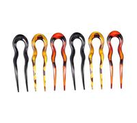 Mobestech Horquillas Cabello en Forma de U Estampado de Leopardo 6 Piezas 2 Marrón Oscuro 2 Marrón Claro 2 Negro Horquillas de Resina para Mujer y Niña Accesorio Práctico para