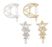 Mobestech Horquillas Geométricas Estrella y Luna Metal Hueco Clips de Pelo Elegantes para Mujer Accesorios Chic para Fiesta y Uso Diario