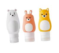 Mobestech Juego de 3 Botellas Portátiles para Viaje 50Ml 70Ml y 90Ml Botellas Vacías Dispensadoras de Plástico Resistente Diseño de Dibujos Animados para Loción Champú y Gel de Ducha