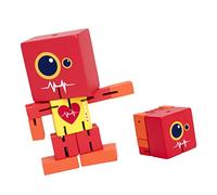 Mobestech Juguetes Robot de Madera Robot de Juguete Robot Rompecabezas de Juguete Robot Jugando Juguete Bambú Rojo