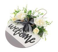 Mobestech Letrero De Bienvenida De Madera Para Puerta De Granja, Decoración Colgante Arte Floral, Resistente y Duradero, Adecuado Para Porche, Jardín y Terraza, Placa Decorativa Para Hogar