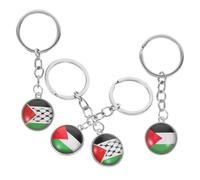 Mobestech Llavero Colgante Bandera Nacional de Palestina Set de 4 Piezas 2 de 5 CM y 2 de 8 CM Accesorio Decorativo para Mochila y Llaves Diseño Duradero y Colores Brillantes