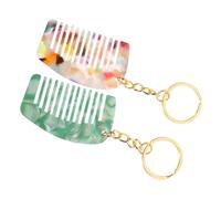 Mobestech Llaveros de Peine de Dientes Anchos 2 Piezas Mini Tamaño 5,3x3,1 Cm Acetato para Desenredar Cabello Rizado y Húmedo Uso Diario Viaje