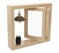 Mobestech Marco de Fotos Conmemorativo Giratorio de Madera con Urna Metálica Negra Pequeña 4X3 CM para Cenizas de Mascotas Marco para Fotos 21X23 CM con Soporte para Recuerdos Decoración