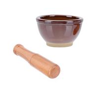 Mobestech Mortero y de Cerámica con de Madera Mezclador Manual para y Condimentos Utensilio de Cocina Práctico para Cocina y Barbacoa Fácil de Limpiar Pequeño para Uso Doméstico y Comedor