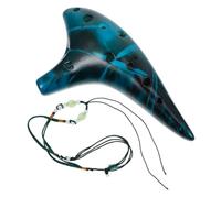 Mobestech Ocarina Clásica Portátil de 12 Agujeros en Tonalidad Do, Instrumento Musical Étnico de Cerámica Azul para Principiantes y Uso Educativo