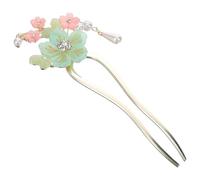 Mobestech Palillos Cabello Chinos Borla y Esmalte Floral, 1 Unidad, Tamaño Mediano, Accesorio Tradicional Hanfu para Mujer, Adecuado para Bodas, Cosplay y Fiestas, Diseño Retro sin Peso