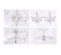 Mobestech Pegatinas de Gemas de Imitación Pecho 4 Piezas Gemas Acrílicas Autoadhesivas para Mujer Set DIY para Fiestas Cosplay y Festivales